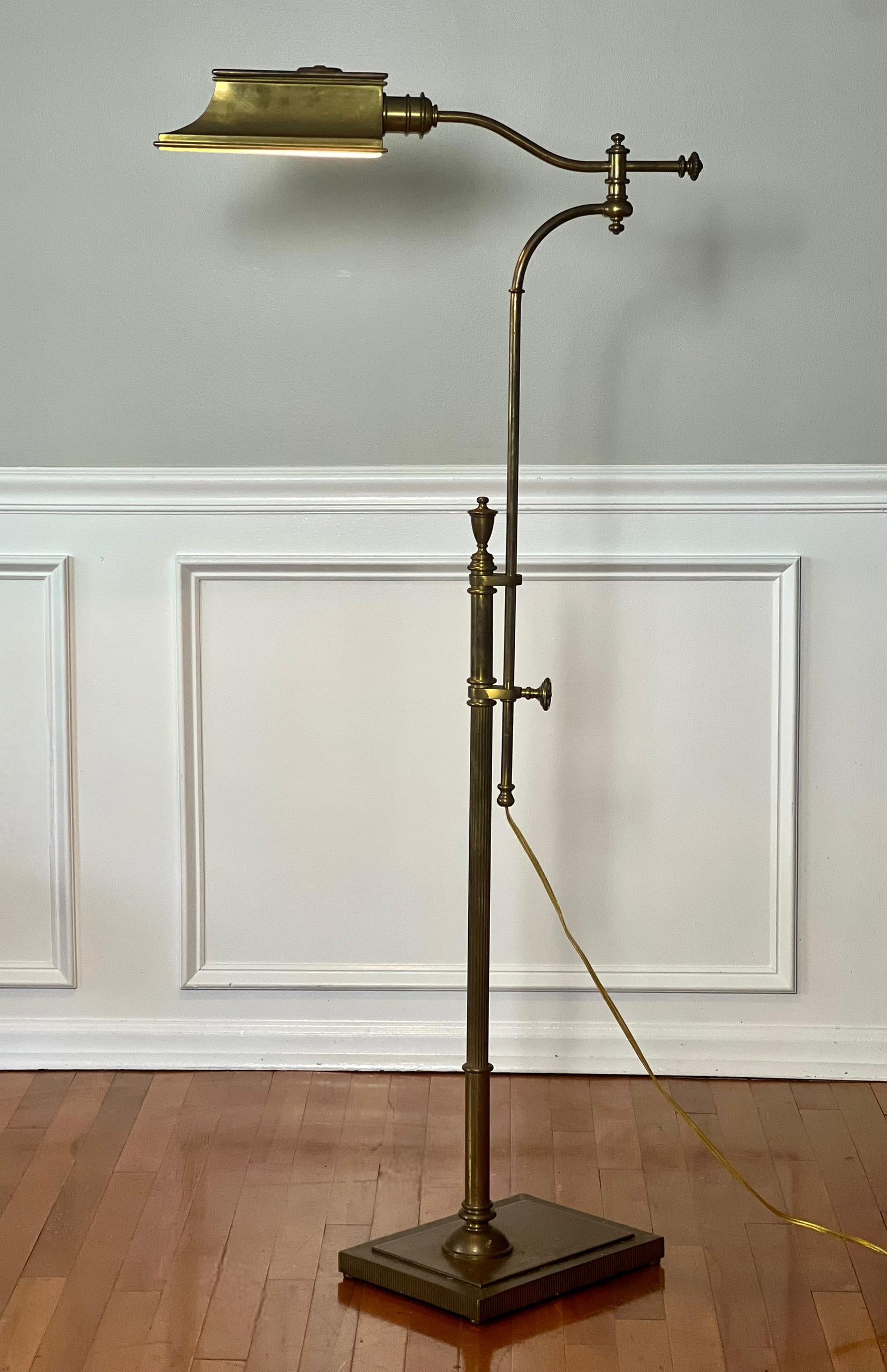 Vintage Swing Arm, Adjustable Height Brass Pharmacy Style Floor Lamp 5