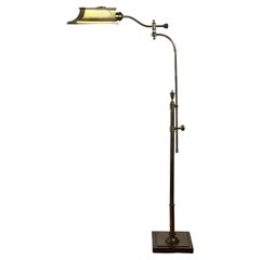Vintage Swing Arm, Adjustable Height Brass Pharmacy Style Floor Lamp