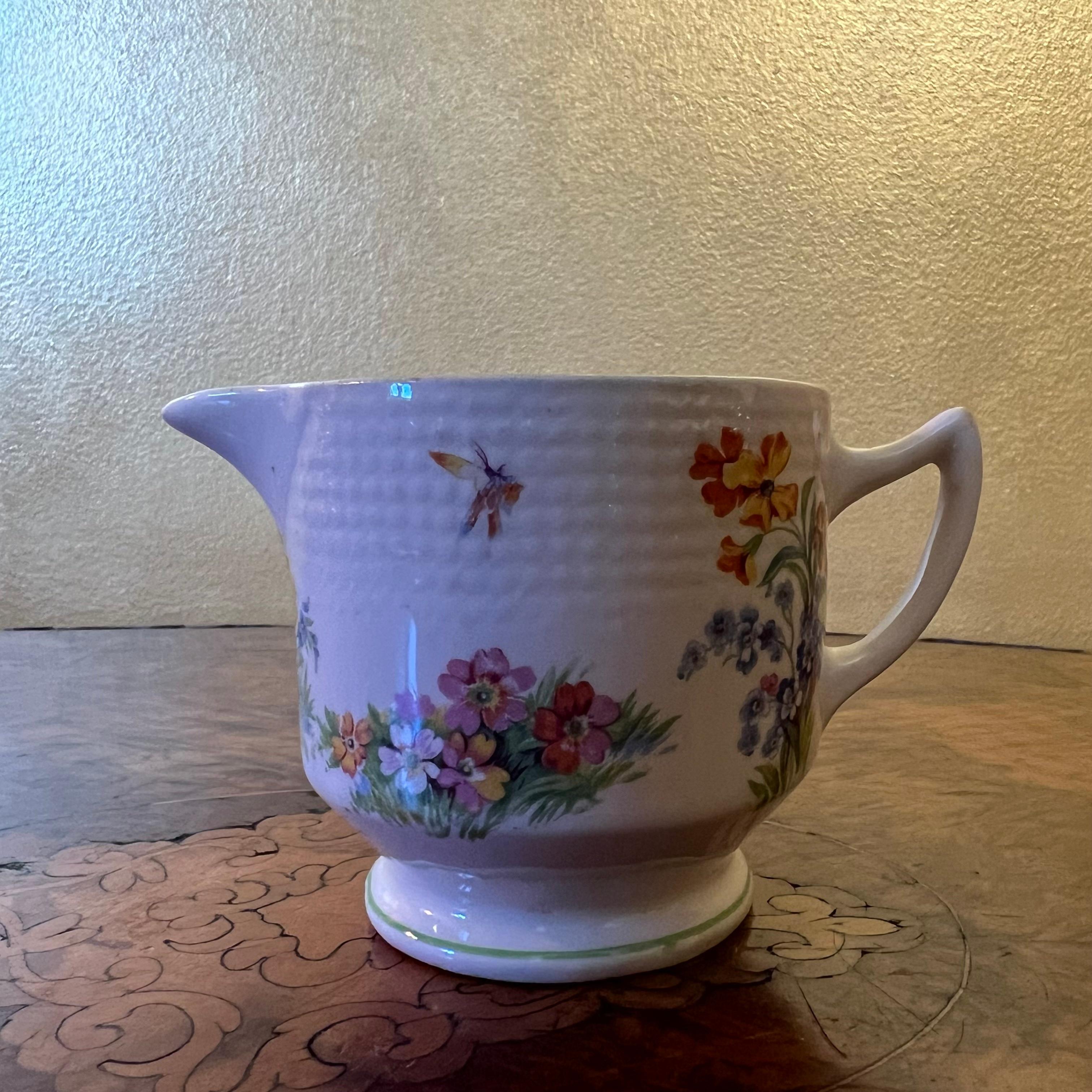 20th Century Vintage Swinnertons Floral Butterfly Milk Creamer Jug For Sale