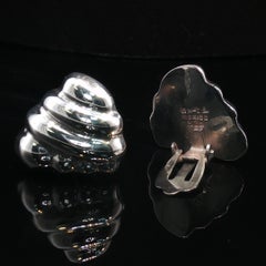 Vintage Swirl Cloud Sterling Silver Taxco Mexico Large Puffy Earrings 13.5 Grams