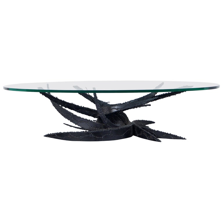 Vintage "Swirl" Glass Coffee Table by Daniel Gluck For Sale
