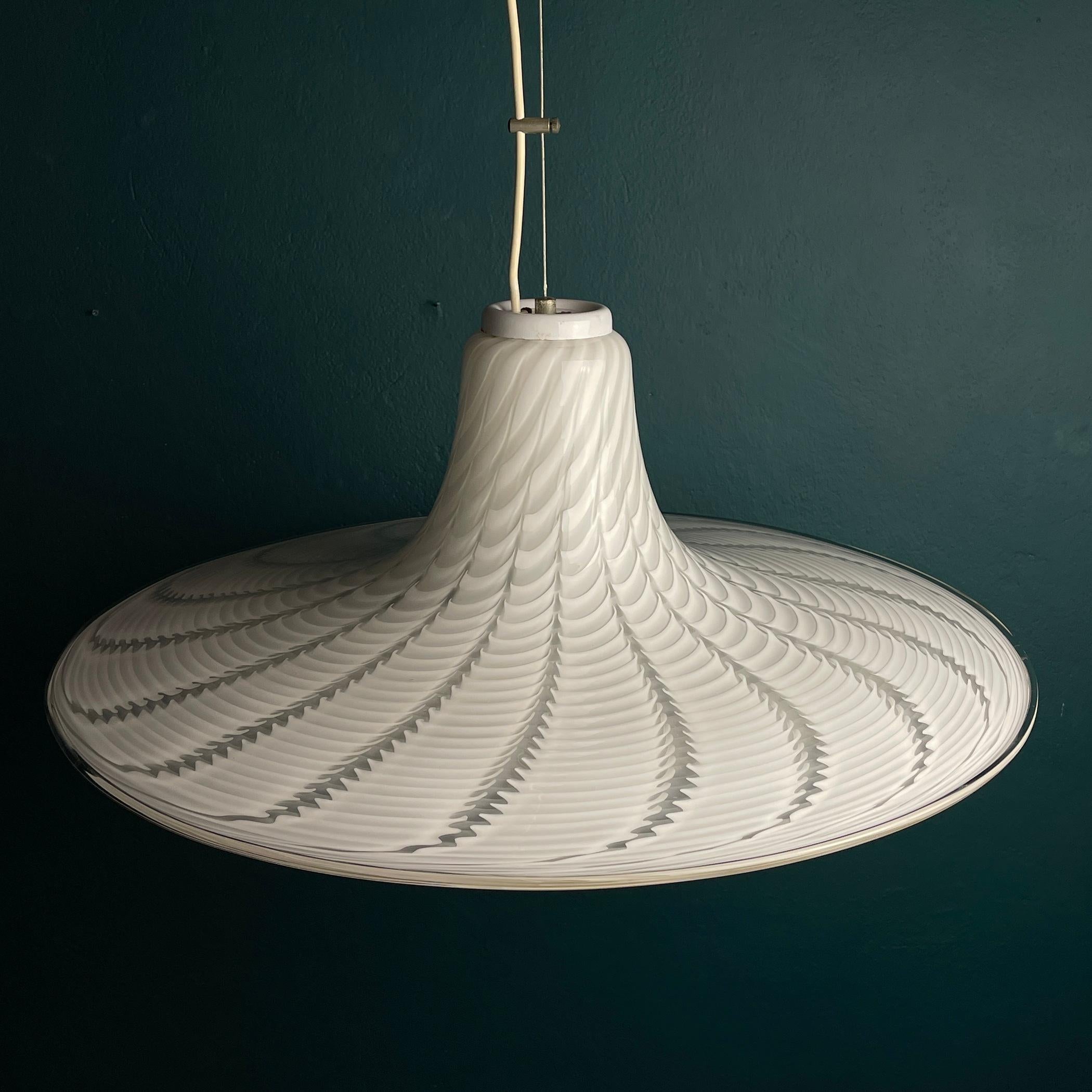 Vintage Swirl Murano Glass Pendant Lamp, Italy, 1970s 4