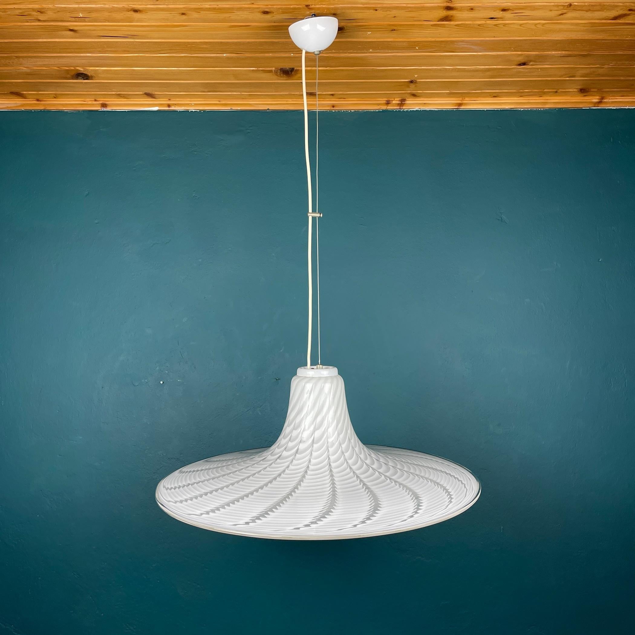 Vintage Swirl Murano Glass Pendant Lamp, Italy, 1970s 5