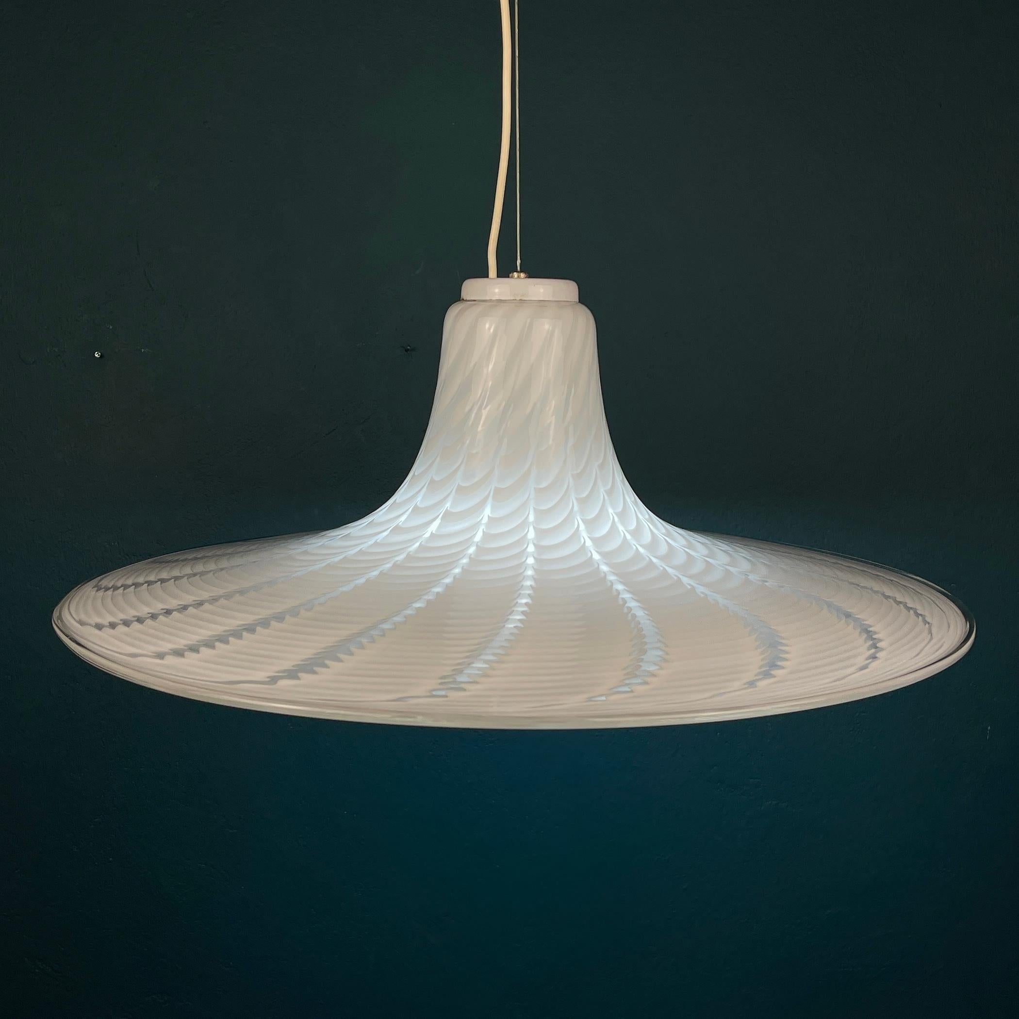 Mid-Century Modern Vintage Swirl Murano Glass Pendant Lamp, Italy, 1970s