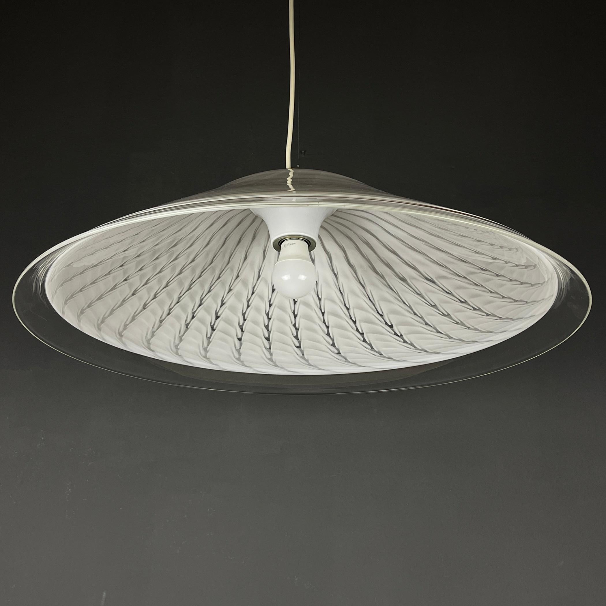 Vintage Swirl Murano Glass Pendant Lamp, Italy, 1970s For Sale 2