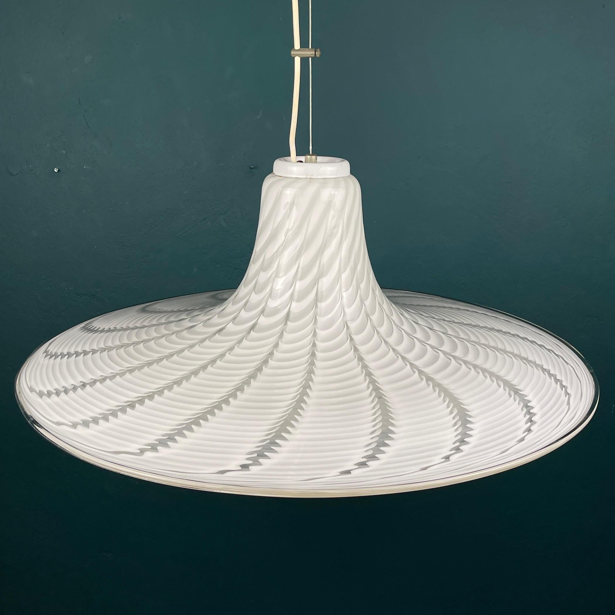 Vintage Swirl Murano Glass Pendant Lamp, Italy, 1970s 3