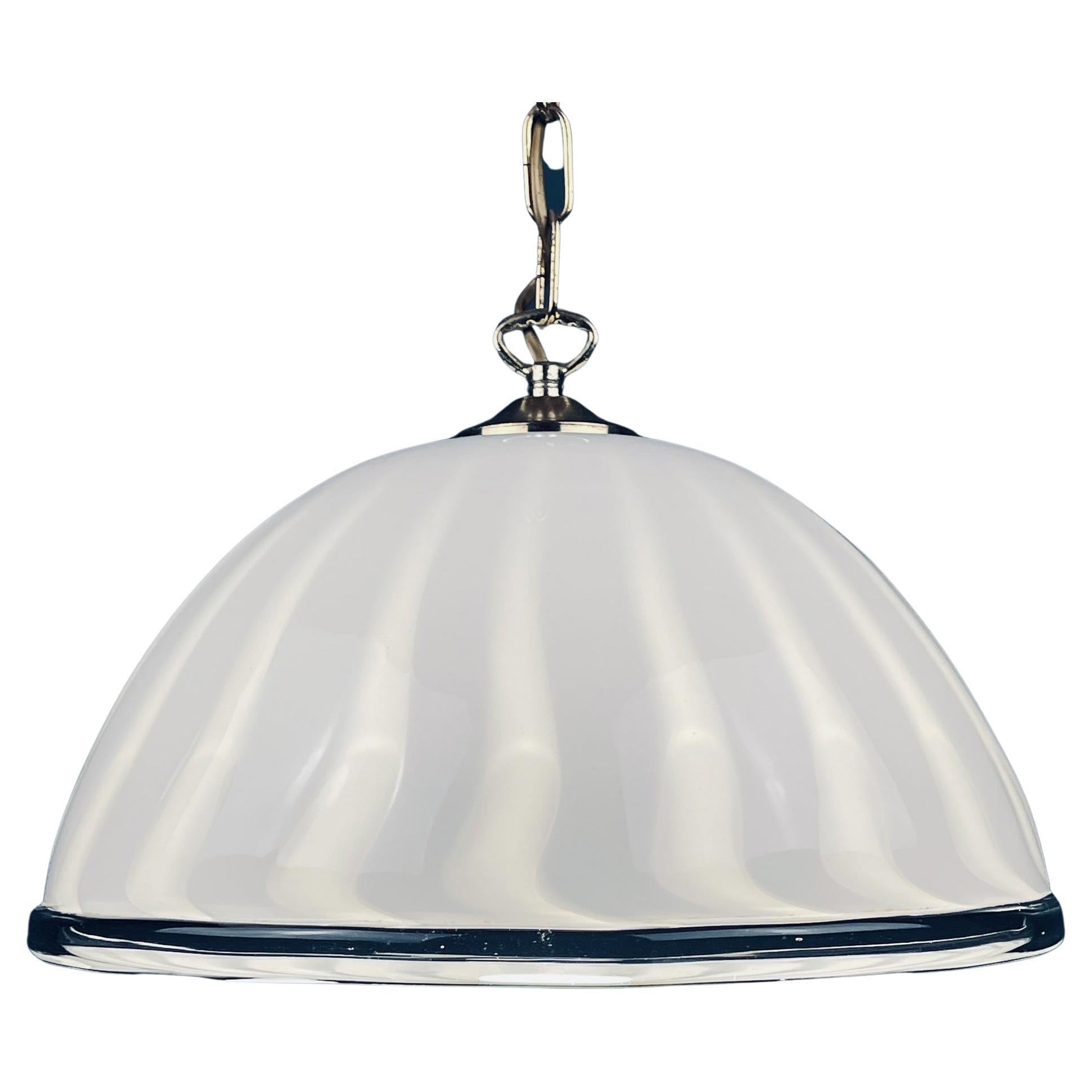 Vintage Swirl Murano Glass Pendant Lamp Italy 70s