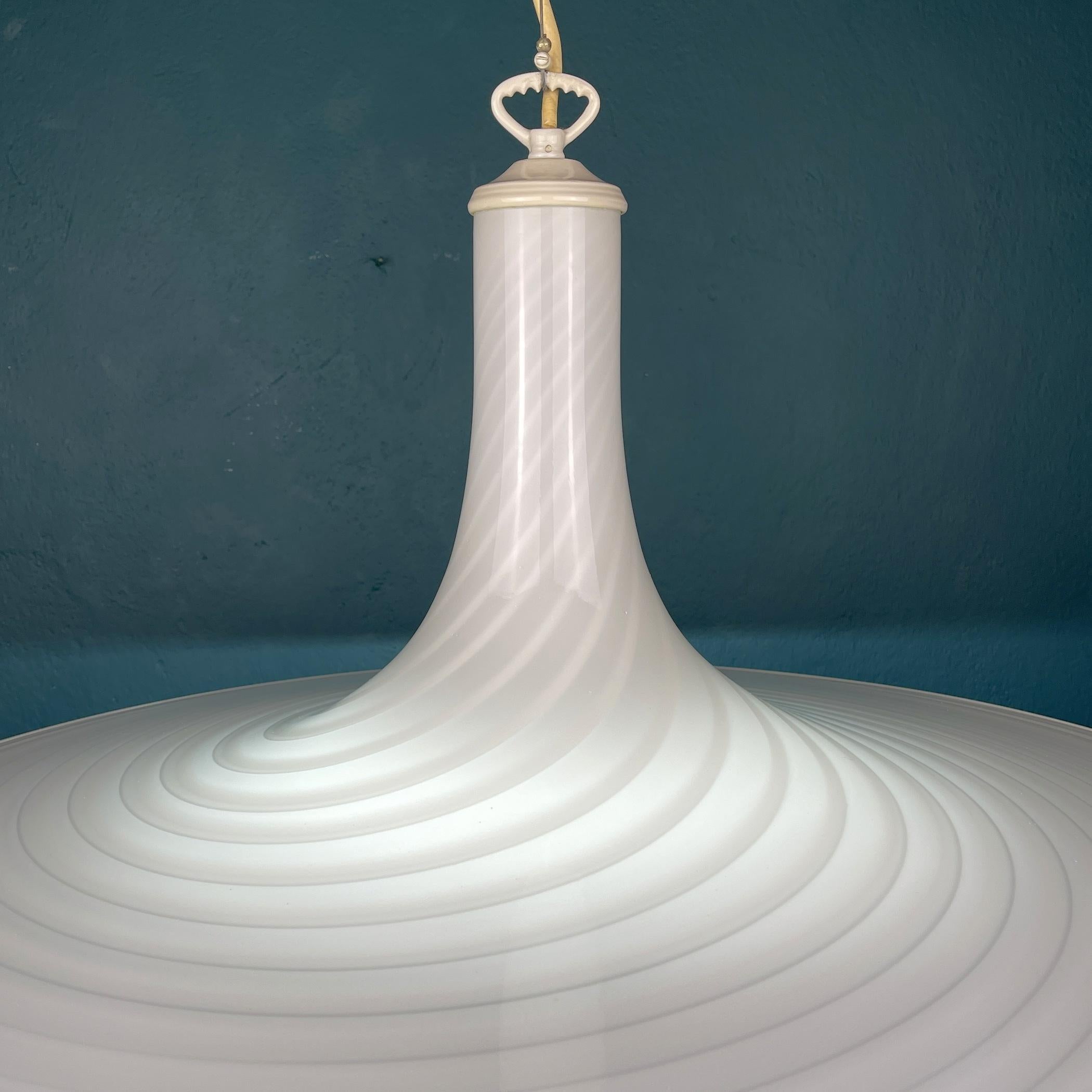 Late 20th Century Vintage Swirl Murano Glass Pendant Lamp Vetri Murano Italy 1970s