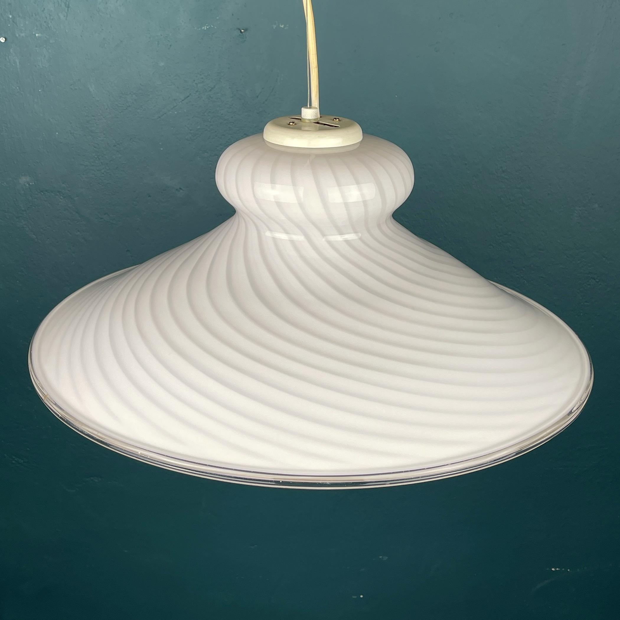 Vintage Swirl Murano Glass Pendant Lamp Vetri Murano, Italy, 70s 7