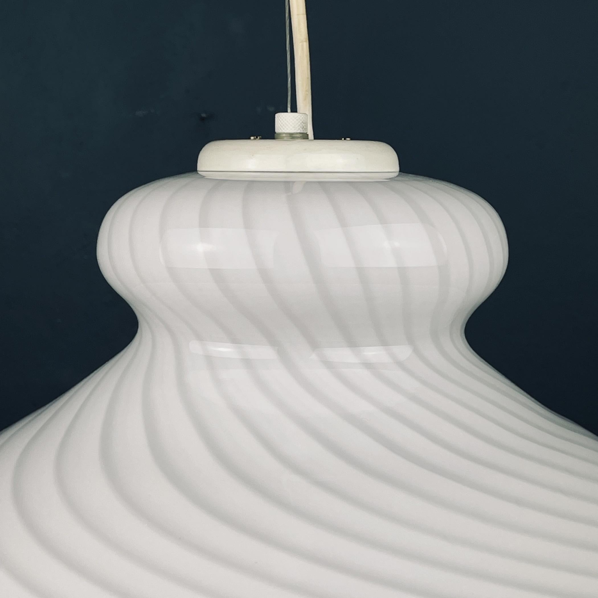 Vintage Swirl Murano Glass Pendant Lamp Vetri Murano, Italy, 70s 8