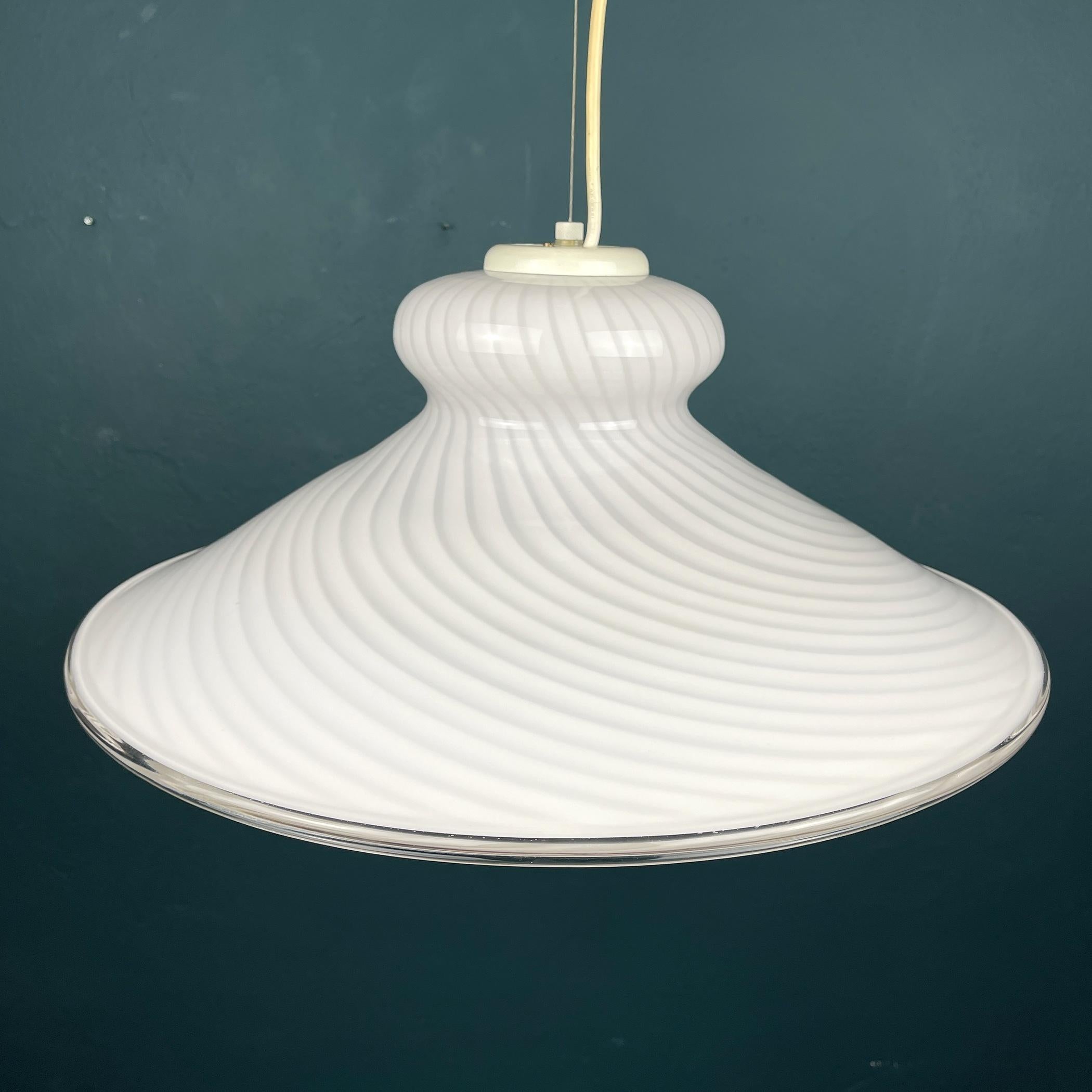Vintage Swirl Murano Glass Pendant Lamp Vetri Murano, Italy, 70s 9