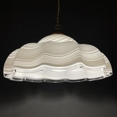 Vintage Swirl Murano Glass Pendant Lamp Vetri Murano Italy 70s