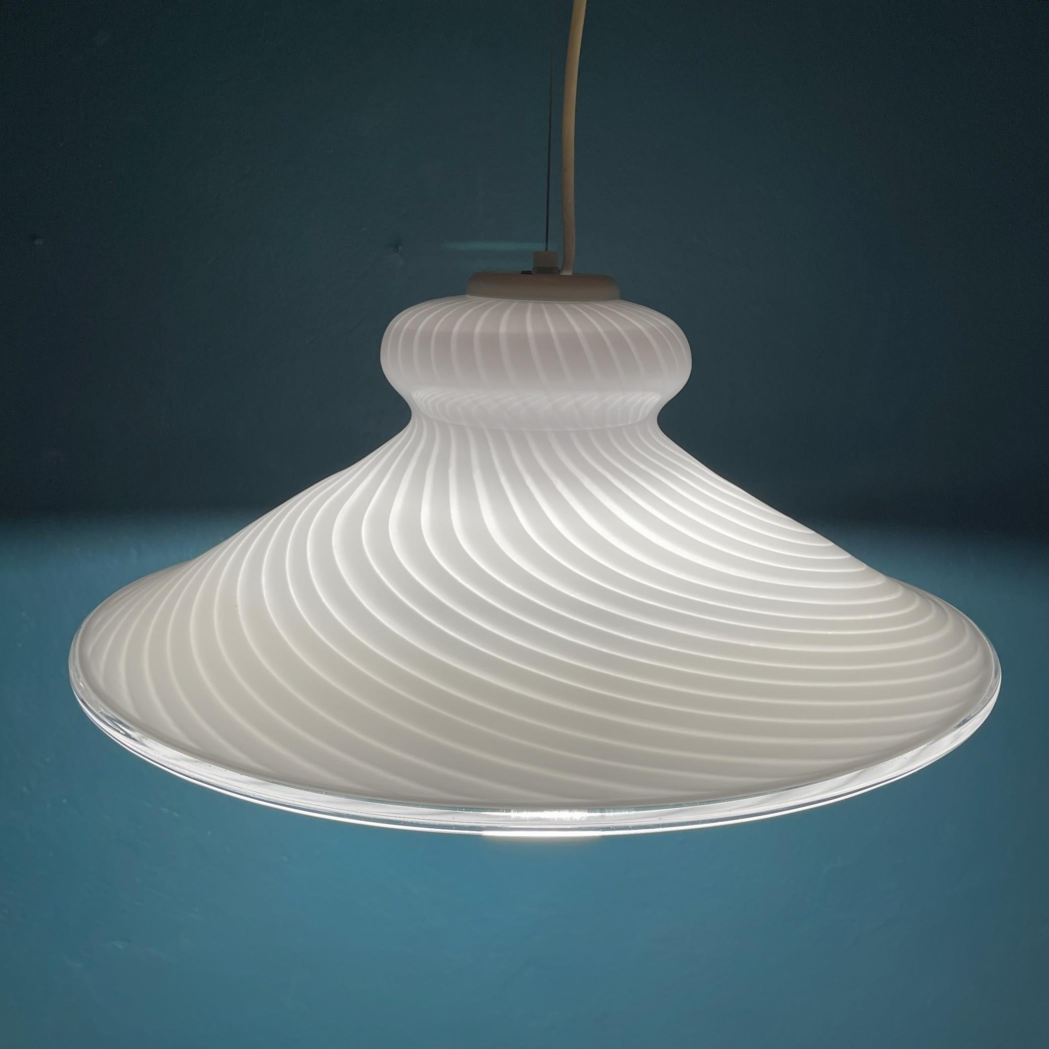 Mid-Century Modern Vintage Swirl Murano Glass Pendant Lamp Vetri Murano, Italy, 70s