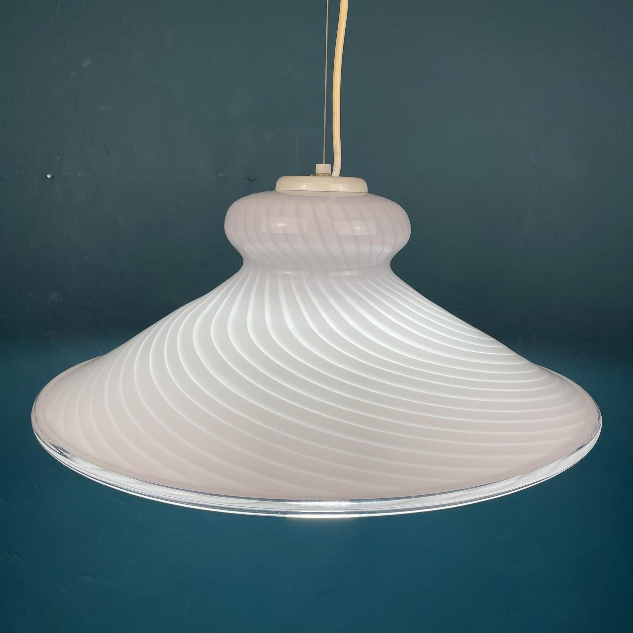 Italian Vintage Swirl Murano Glass Pendant Lamp Vetri Murano, Italy, 70s