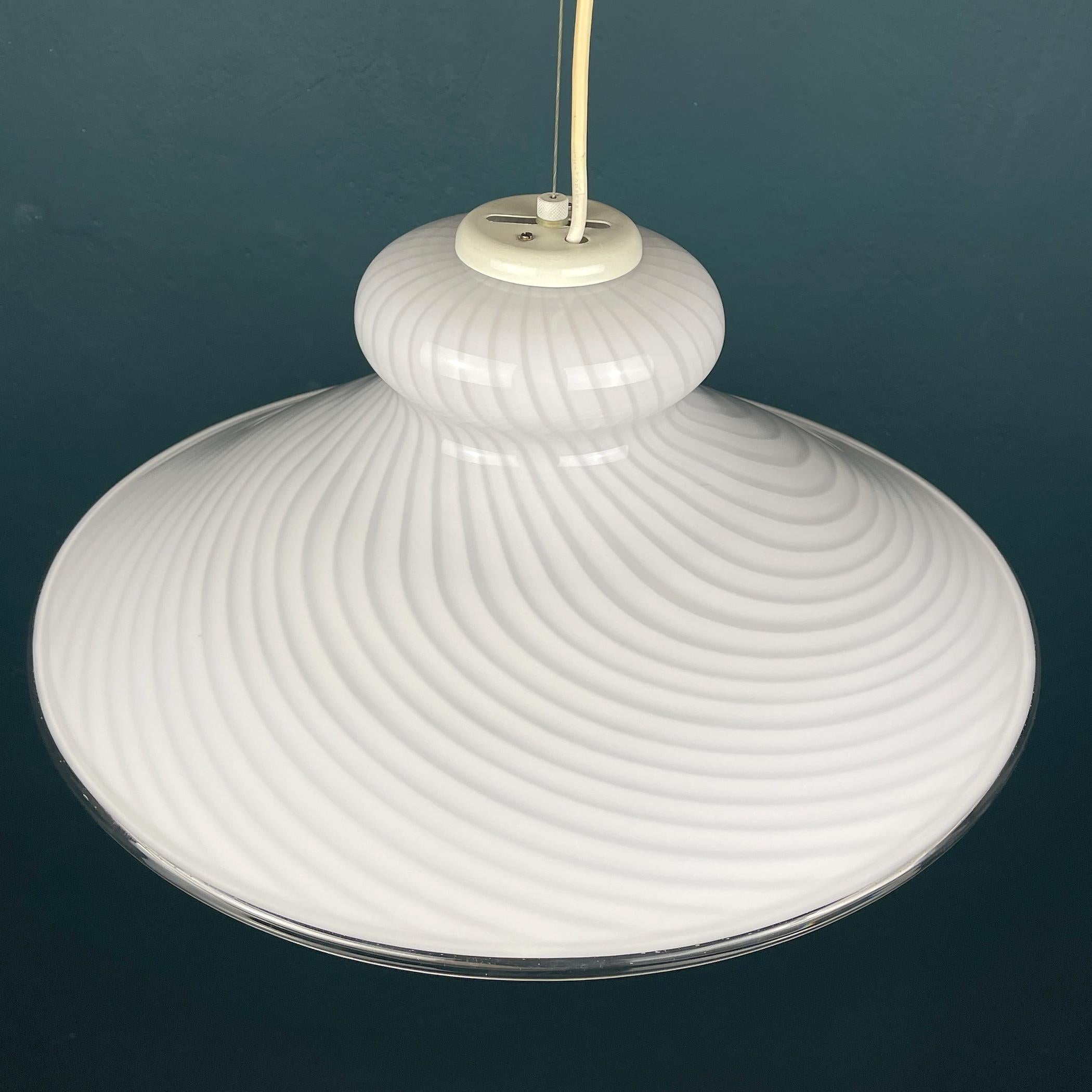 Late 20th Century Vintage Swirl Murano Glass Pendant Lamp Vetri Murano, Italy, 70s