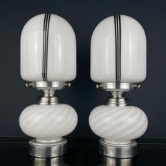 Vintage swirl murano glass table lamps Italy 1980s Set of 2