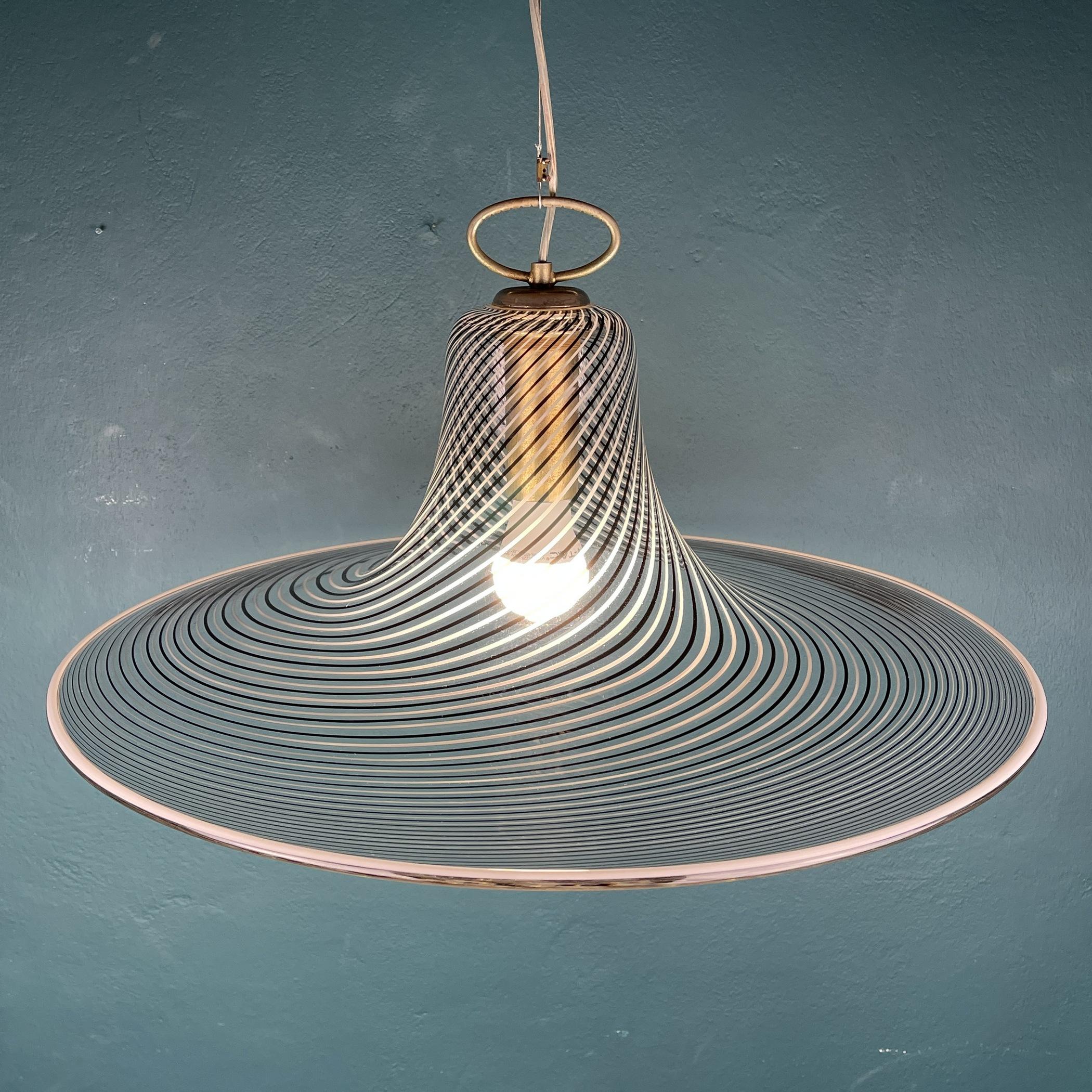 Vintage Swirl Murano Pendant Lamp, Italy, 1970s For Sale 5