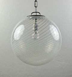 Vintage swirl murano pendant lamp, Italy 1970s