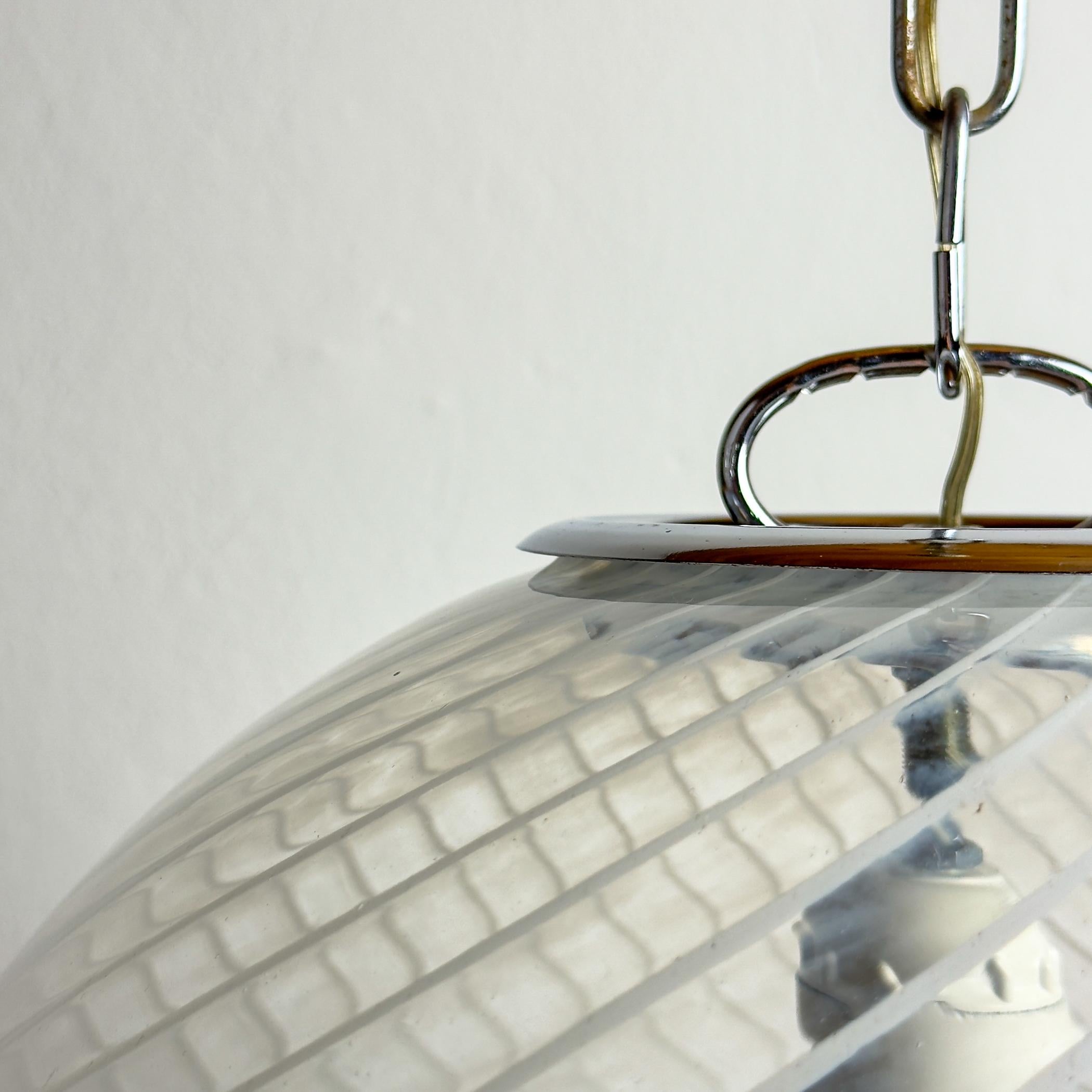 Murano Glass Vintage swirl murano pendant lamp, Italy 1970s For Sale