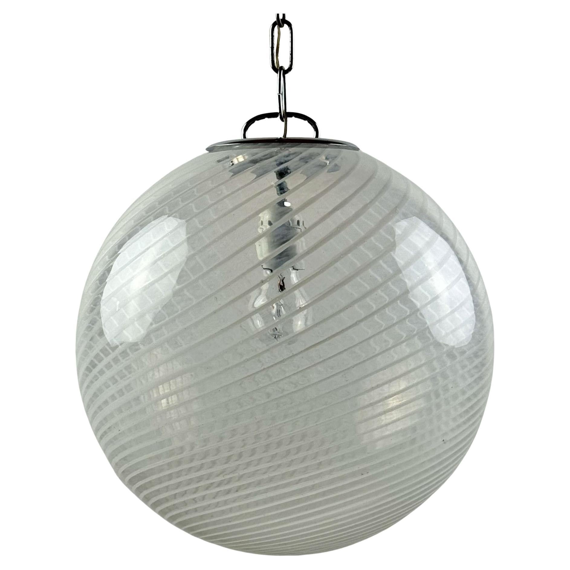 Vintage swirl murano pendant lamp, Italy 1970s For Sale
