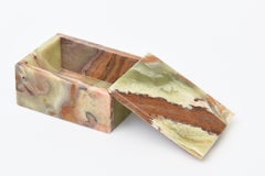 Vintage Italian Swirled Alabaster Lidded Box Green, Brown, Rust Orange, Cream