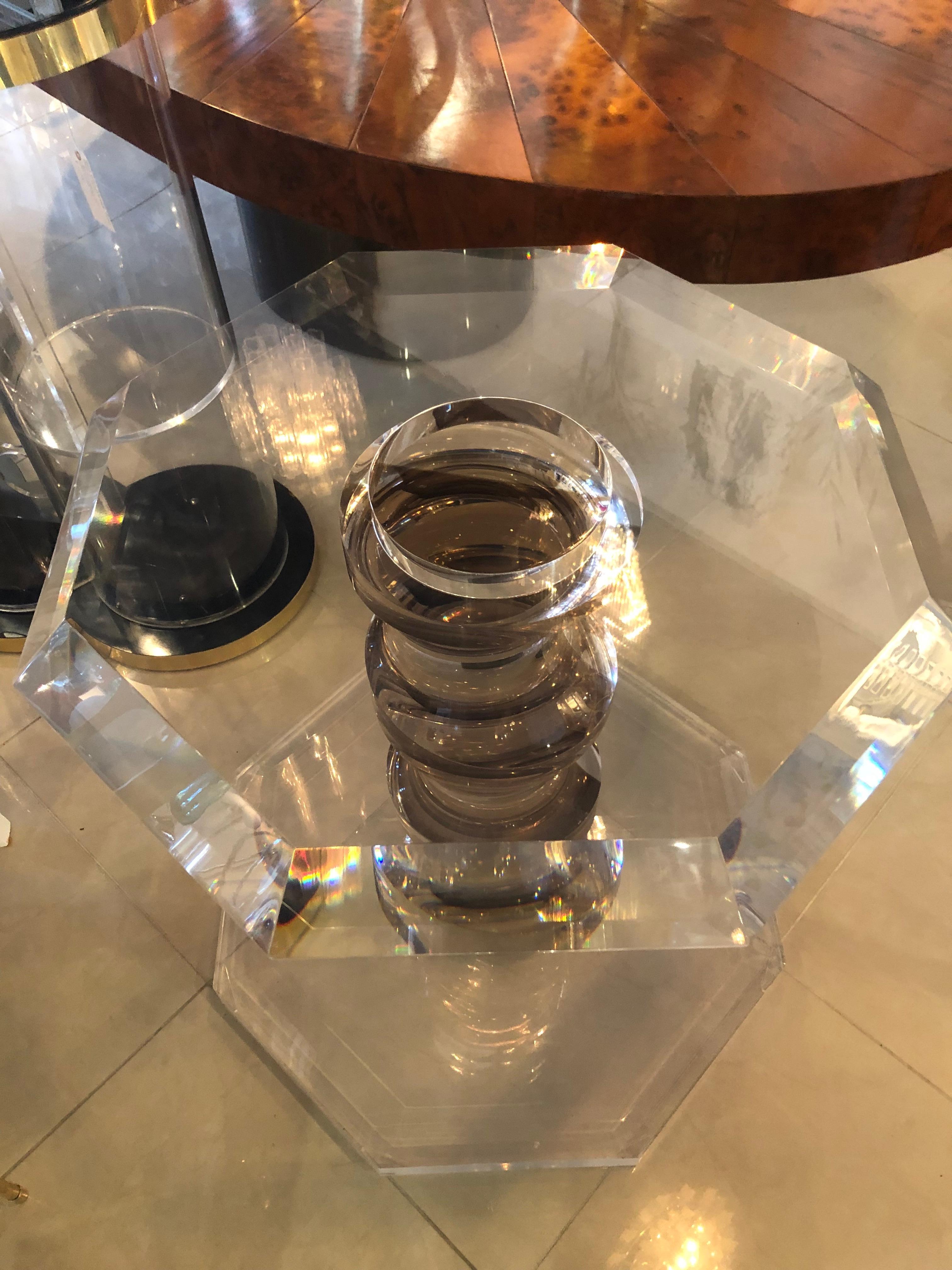 Vintage Swirled Lucite Dining Center Game Table Base For Sale 6