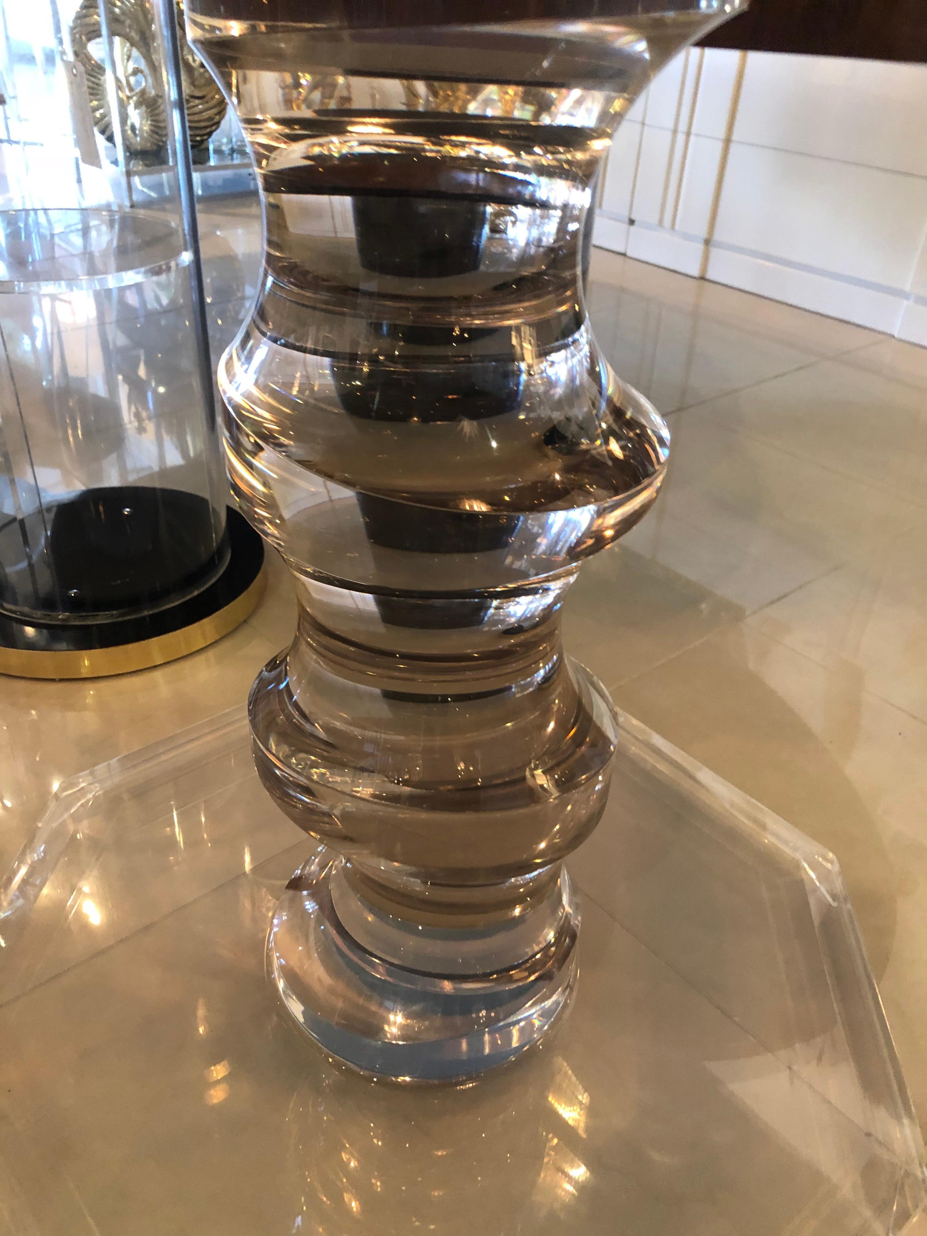 Vintage Swirled Lucite Dining Center Game Table Base In Excellent Condition For Sale In West Palm Beach, FL