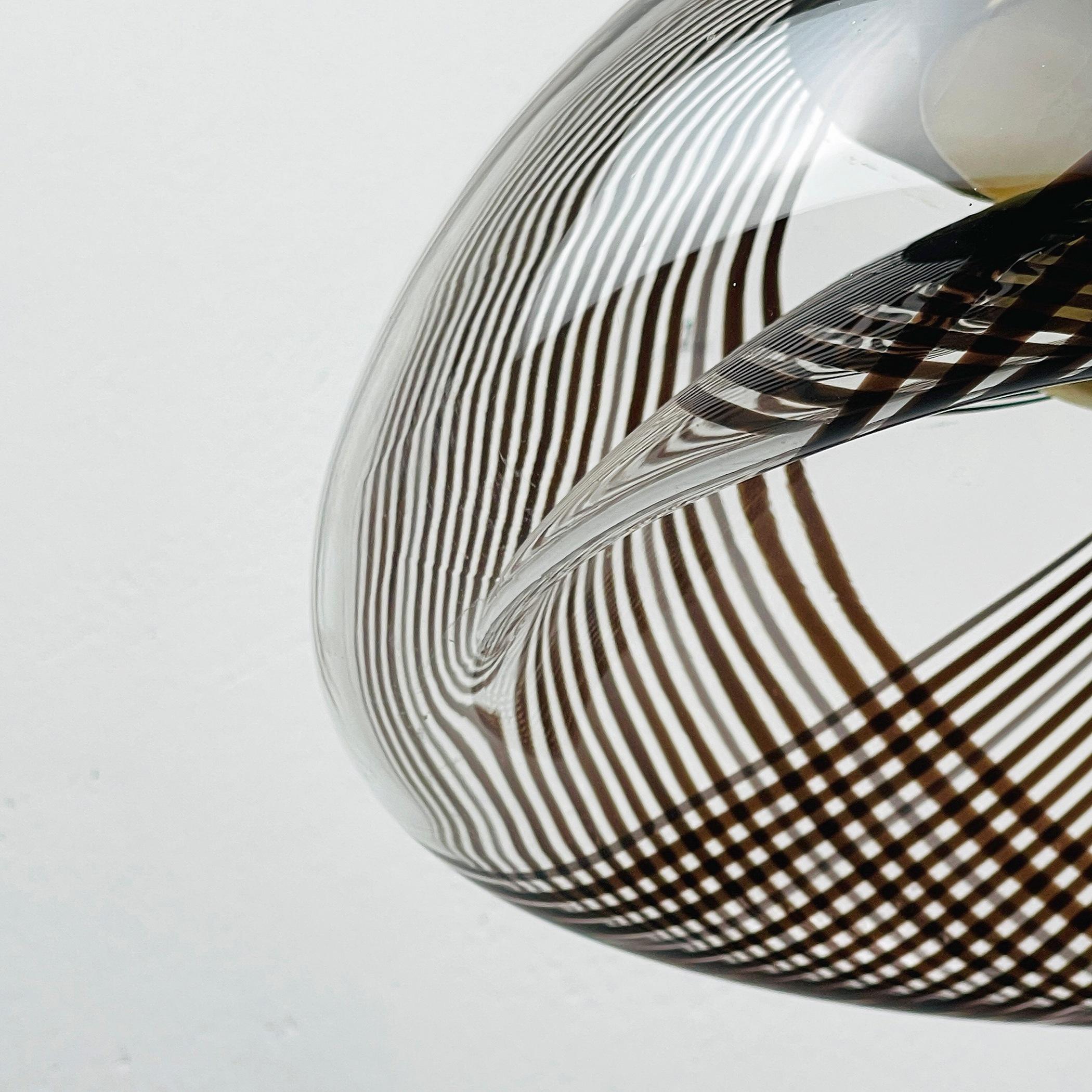 Vintage swirled murano glass pendant lamp style of Lino Tagliapietra Italy 1980s 2