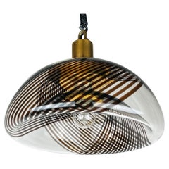 Vintage swirled murano glass pendant lamp style of Lino Tagliapietra Italy 1980s