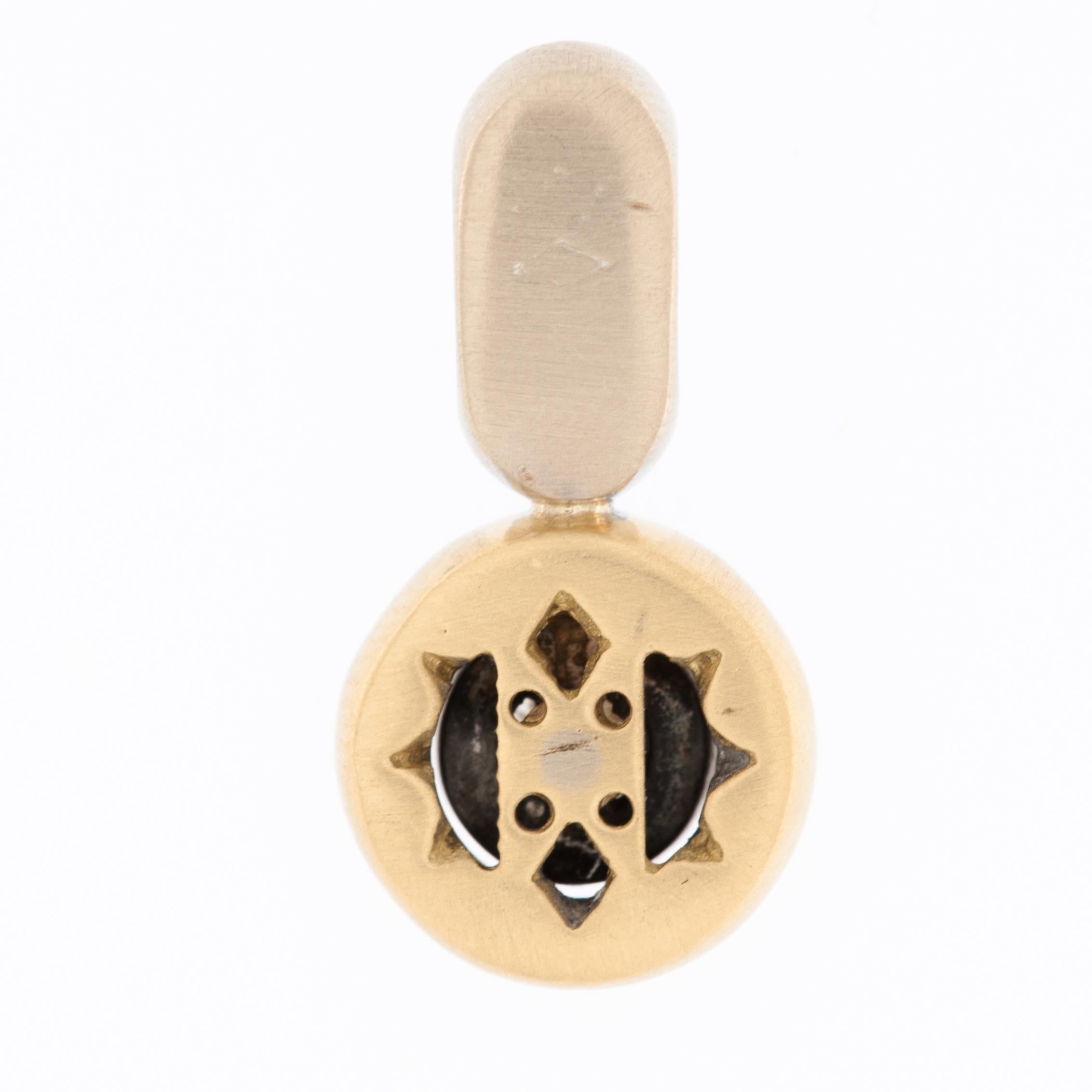 Artisan Vintage Swiss 18kt Gold Pendant with Diamonds For Sale