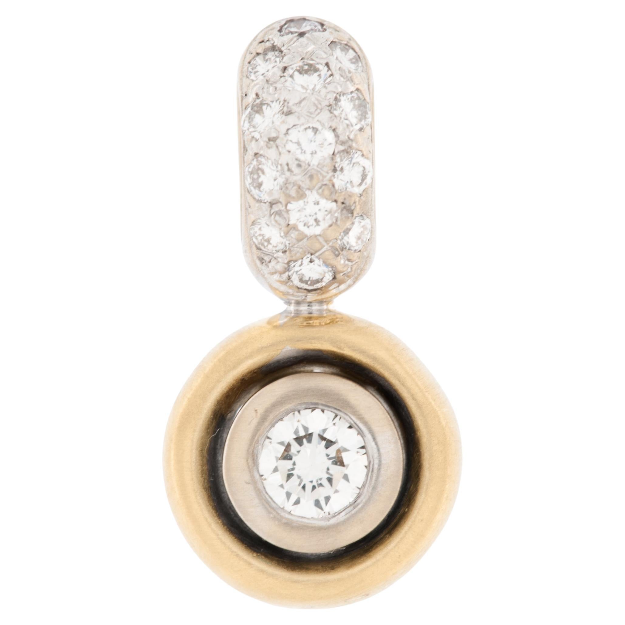 Pendentif suisse vintage en or 18 carats avec diamants