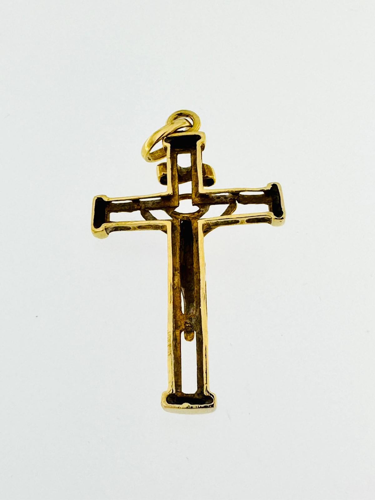 Modern Vintage Swiss 18kt Yellow Gold Crucifix  For Sale