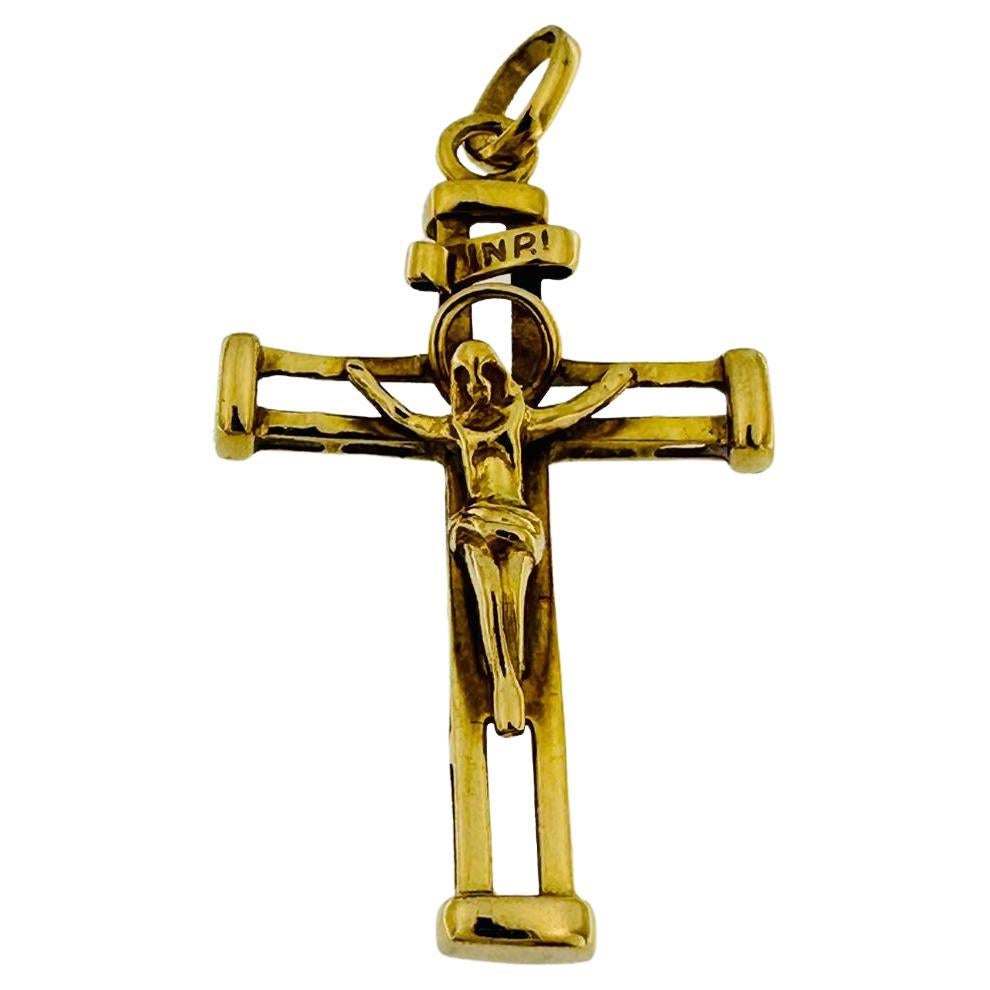 Vintage Swiss 18kt Yellow Gold Crucifix  For Sale