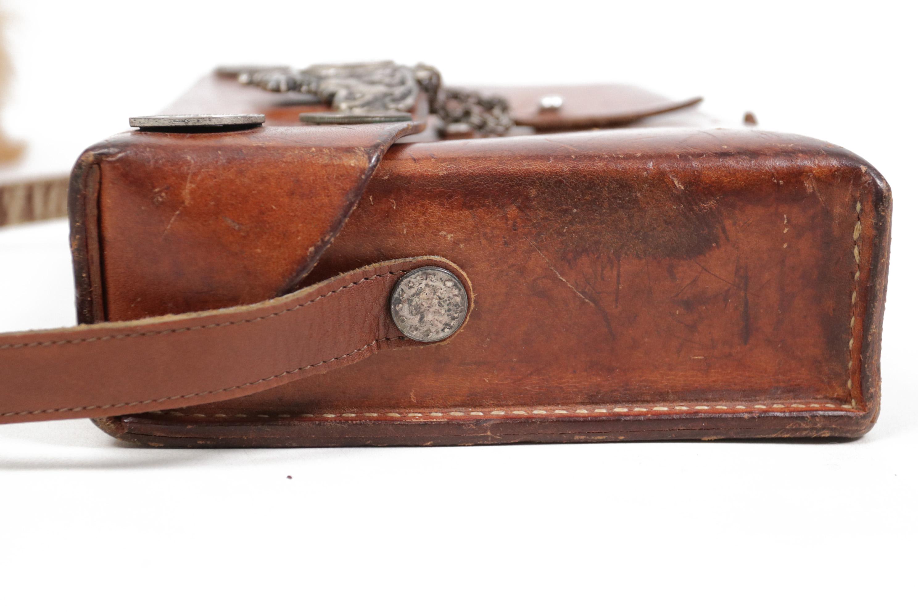 Late 20th Century Vintage Swiss Army Leather Satchel R. Kaser Rutschelen, 1984 For Sale