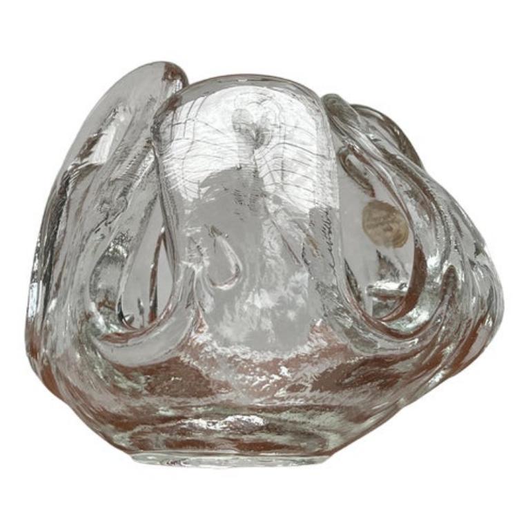 Vintage Swiss Art Glass Candleholder from Hergiswiler Glas, 1970s