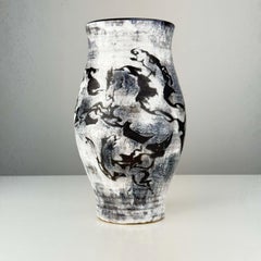 Vintage Swiss Art Pottery Vase by Gustav Spörri with Abstract Horse Motif