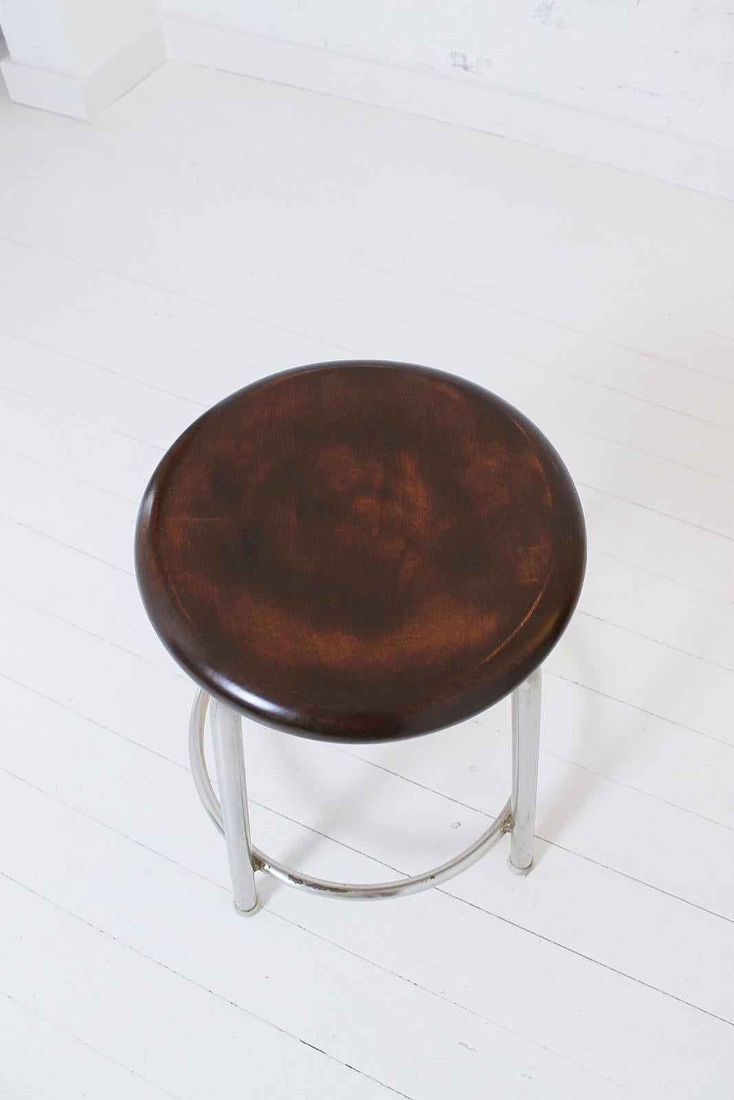 20th Century Vintage Swiss Bauhaus stool by Embru, 1930s For Sale