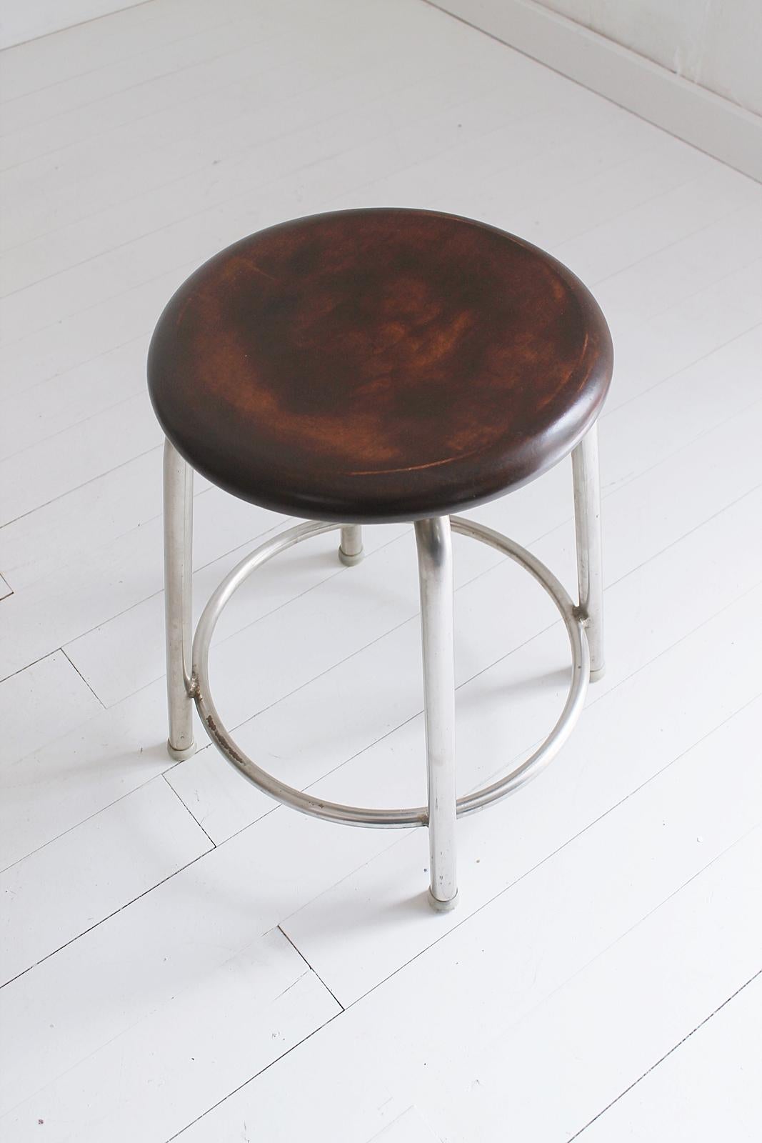 Steel Vintage Swiss Bauhaus stool by Embru, 1930s For Sale