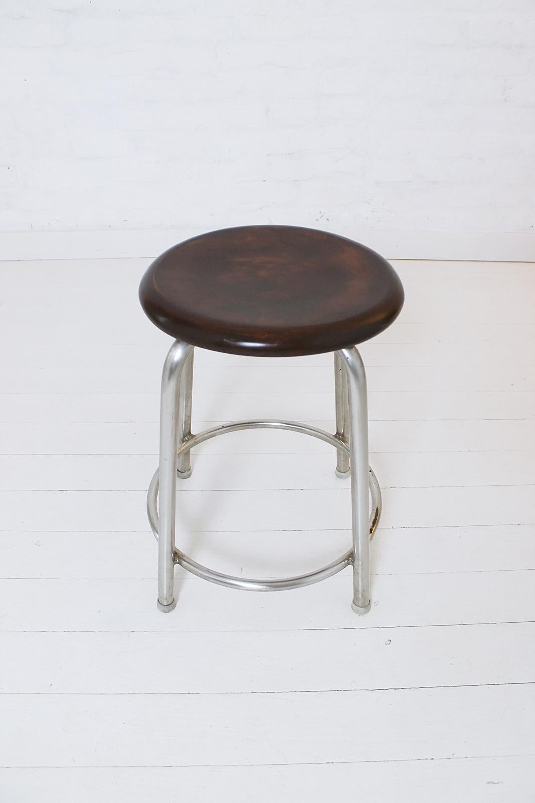 Vintage Swiss Bauhaus stool by Embru, 1930s For Sale 1