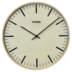 Used Swiss Beige Wall Clock from Favag, 1970s