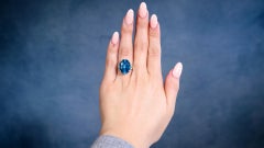 Vintage Swiss Blue Topaz Diamond 14k Yellow Gold Ring