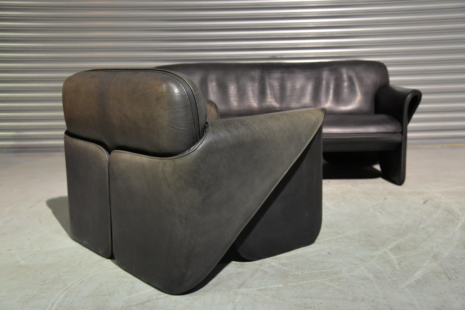 Leather Vintage De Sede DS 125 Sofa and Armchair Design by Gerd Lange, Switzerland 1978