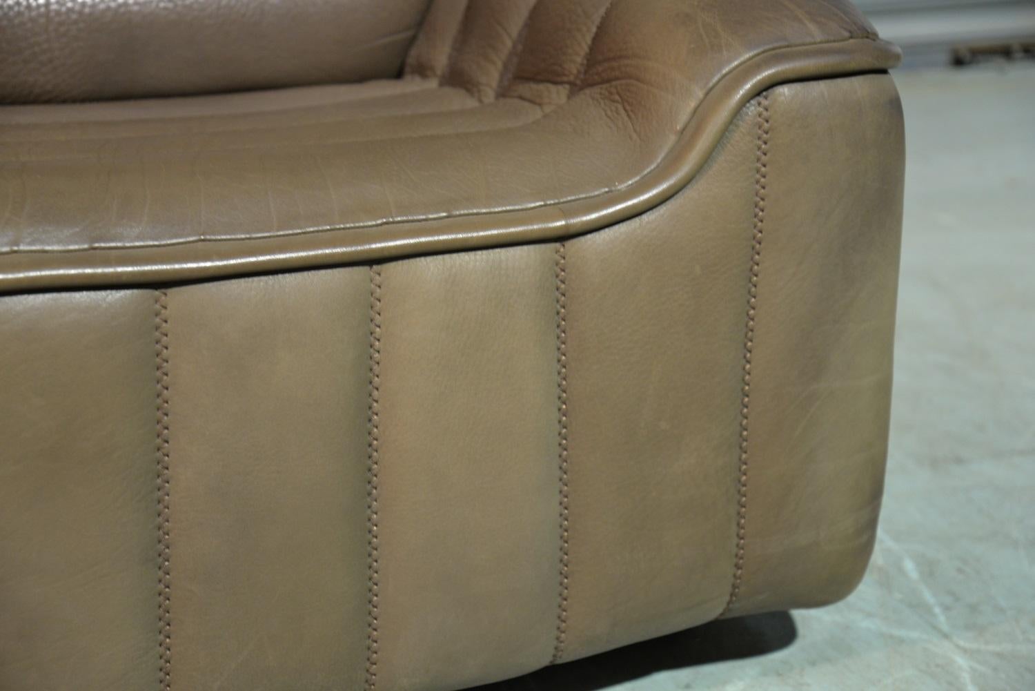 Vintage Swiss De Sede Ds 84 Leather Sofa and Armchair, Switzerland, 1970s 11