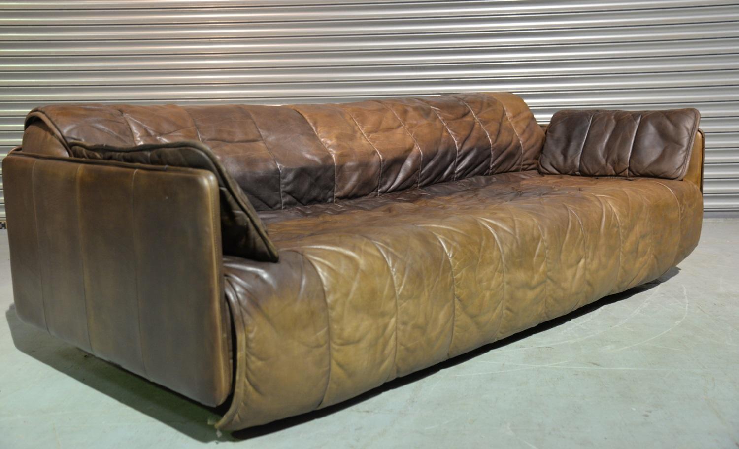 Mid-Century Modern Vintage De Sede Patchwork Leather Sofa / Daybed, Switzerland 1970s For Sale