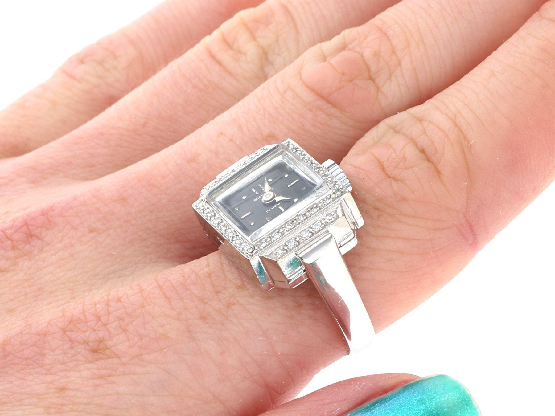 Schweizer Diamant-Kleiduhr-Ring aus 18 Karat Weißgold von Bucherer, um 1970 5