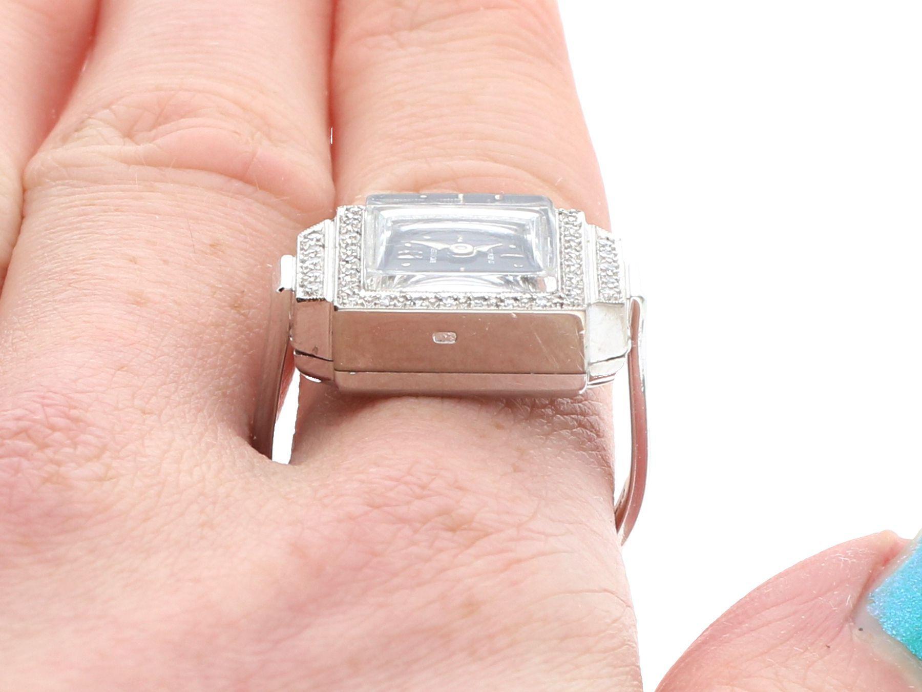 Schweizer Diamant-Kleiduhr-Ring aus 18 Karat Weißgold von Bucherer, um 1970 6