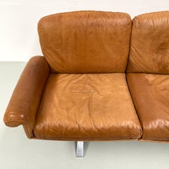 Vintage Swiss DS-31 3-Seater Sofa in Cognac Leather by Desede, 1970s