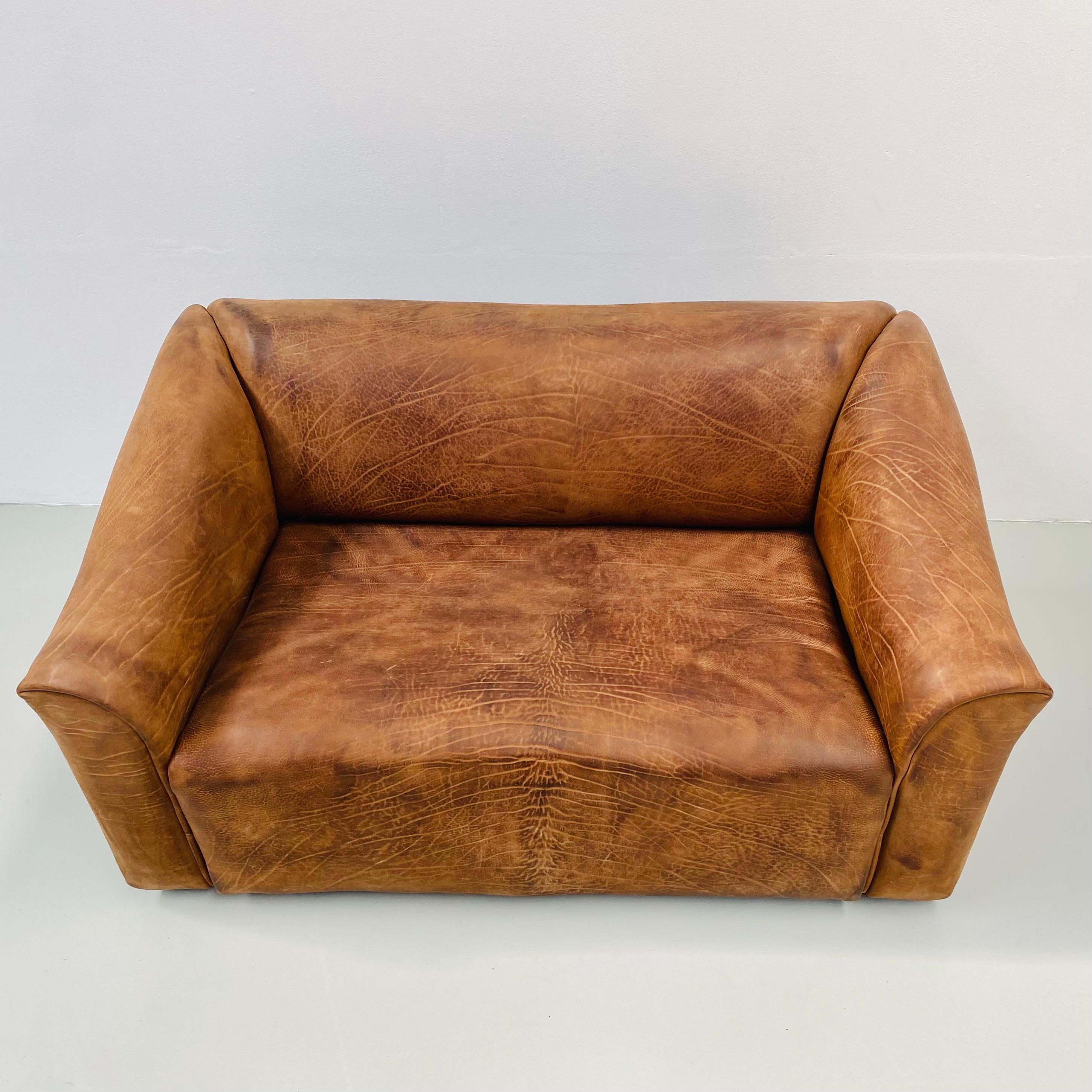 Vintage Swiss DS-47 Buffalo Cognac Leather 2-Seater Sofa by De Sede, 1970s 3