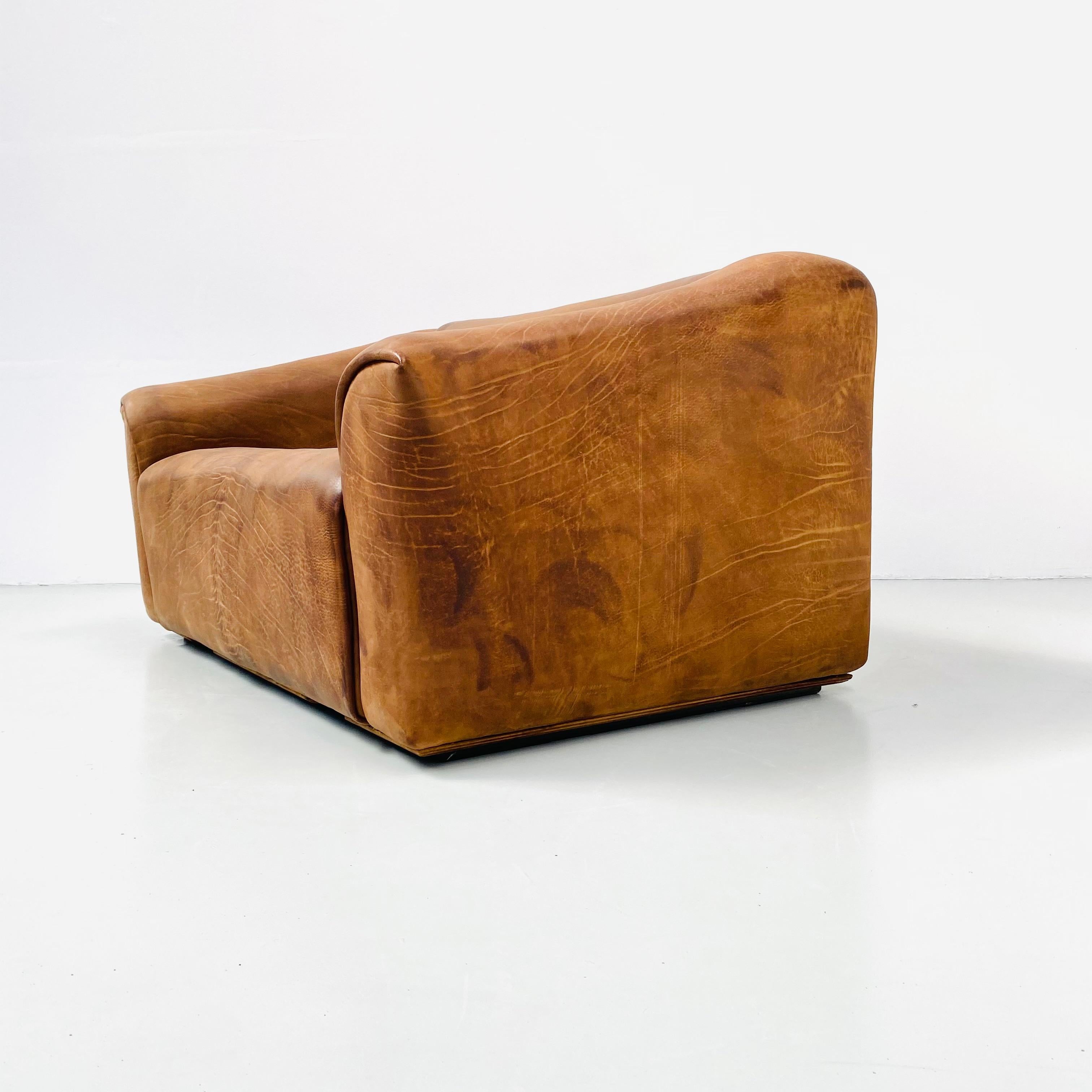Vintage Swiss DS-47 Buffalo Cognac Leather 2-Seater Sofa by De Sede, 1970s 4