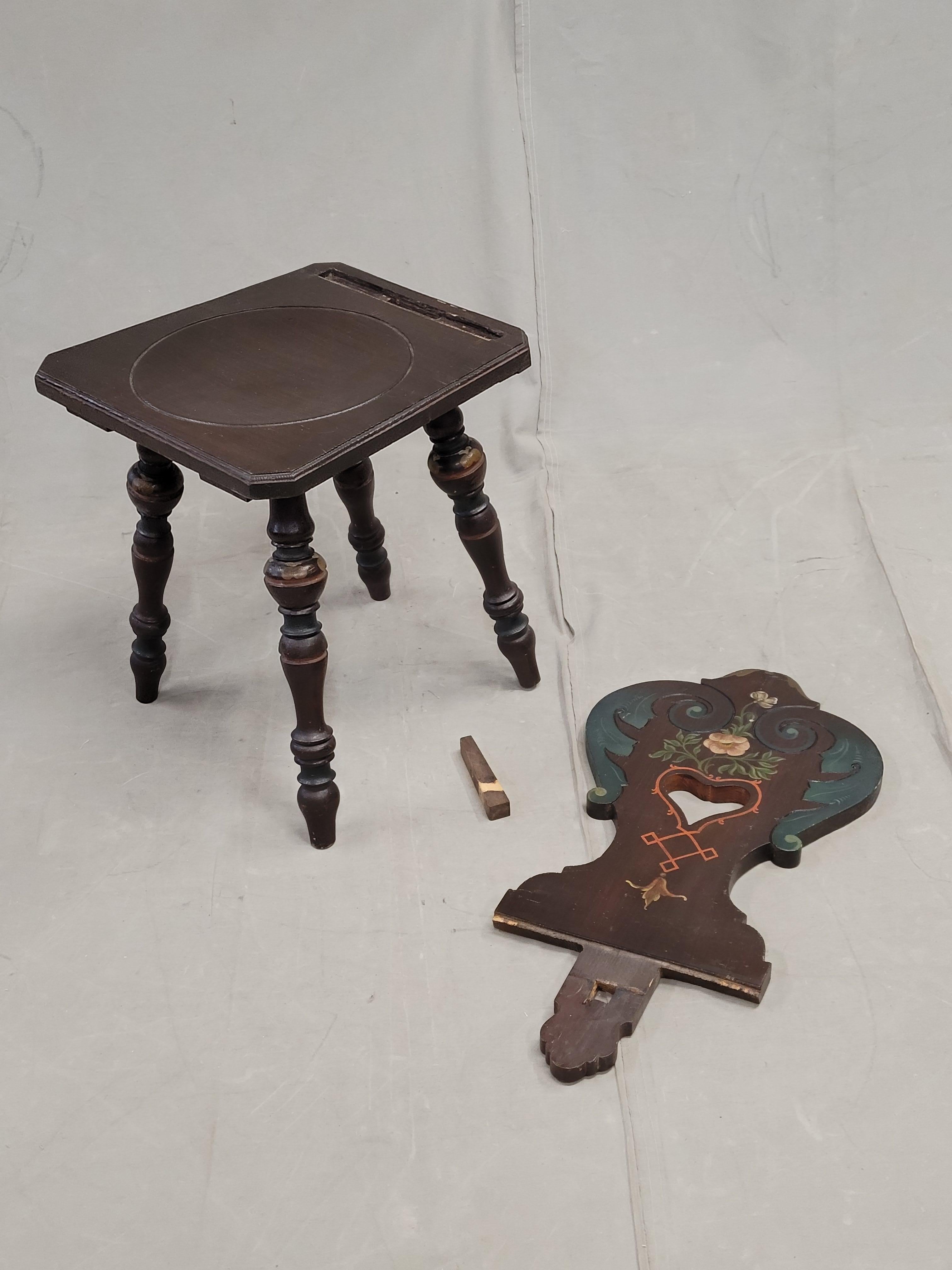 Vintage Swiss/German Carved and Painted Board Chair For Sale 3